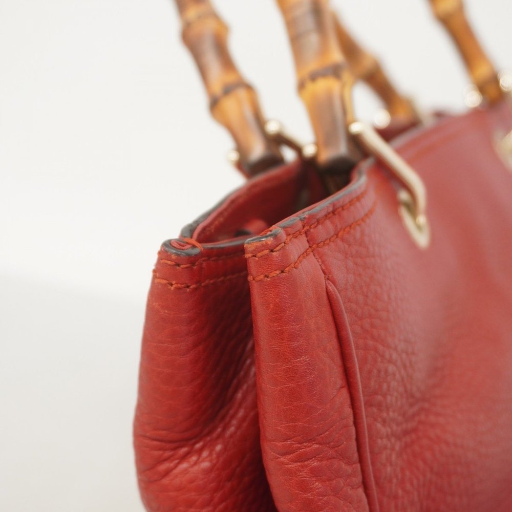 Gucci Bamboo Handbag 323660 Leather Red Champagne Women's - Picture 14 of 15